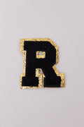 Chenille Iron-On Letter Patches- Black 8cm