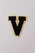 Chenille Iron-On Letter Patches- Black 8cm