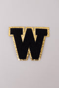 Chenille Iron-On Letter Patches- Black 8cm