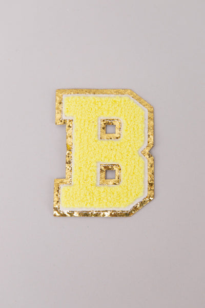 Chenille Iron-On Letter Patches- Yellow 8cm