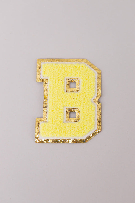 Yellow Iron On Varsity Letter Patches -Set of 3 - Small 5.5 cm Chenill —