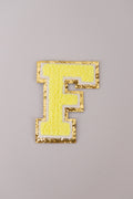 Chenille Iron-On Letter Patches- Yellow 8cm