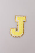 Chenille Iron-On Letter Patches- Yellow 8cm
