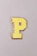 Chenille Iron-On Letter Patches- Yellow 8cm