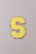 Chenille Iron-On Letter Patches- Yellow 8cm