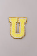 Chenille Iron-On Letter Patches- Yellow 8cm