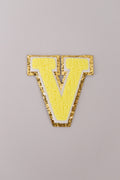 Chenille Iron-On Letter Patches- Yellow 8cm