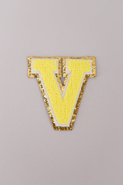 Chenille Adhesive Letter Patches- Yellow 5.5cm