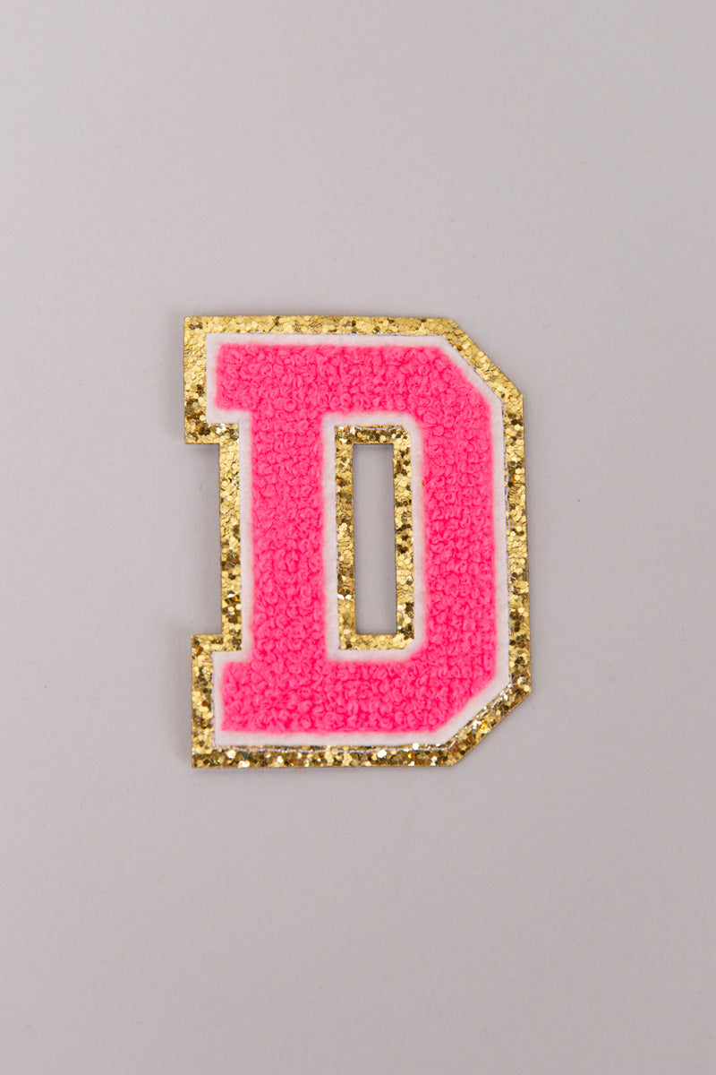 Chenille Iron-On Letter Patches- Hot Pink 8cm