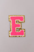 Chenille Iron-On Letter Patches- Hot Pink 8cm
