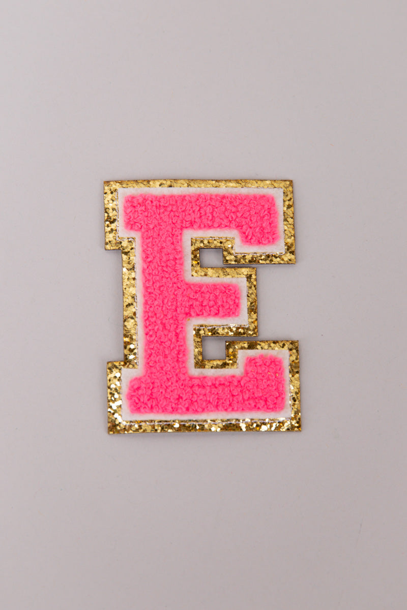 Chenille Adhesive Letter Patches- Hot Pink 5.5cm
