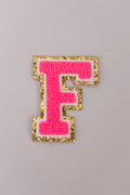 Chenille Iron-On Letter Patches- Hot Pink 8cm
