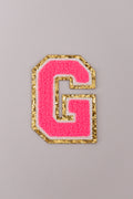 Chenille Iron-On Letter Patches- Hot Pink 8cm
