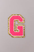 Chenille Adhesive Letter Patches- Hot Pink 5.5cm