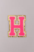 Chenille Iron-On Letter Patches- Hot Pink 8cm