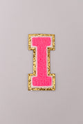 Chenille Iron-On Letter Patches- Hot Pink 8cm