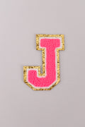 Chenille Iron-On Letter Patches- Hot Pink 8cm