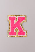 Chenille Iron-On Letter Patches- Hot Pink 8cm
