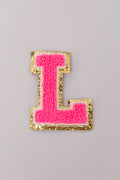 Chenille Iron-On Letter Patches- Hot Pink 8cm