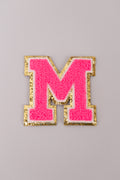 Chenille Iron-On Letter Patches- Hot Pink 8cm