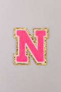 Chenille Iron-On Letter Patches- Hot Pink 8cm