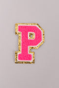 Chenille Iron-On Letter Patches- Hot Pink 8cm