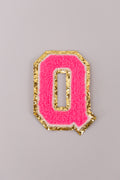 Chenille Iron-On Letter Patches- Hot Pink 8cm