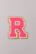 Chenille Iron-On Letter Patches- Hot Pink 8cm