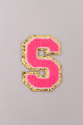 Chenille Iron-On Letter Patches- Hot Pink 8cm
