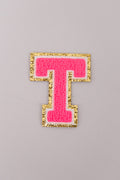 Chenille Adhesive Letter Patches- Hot Pink 5.5cm
