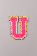 Chenille Iron-On Letter Patches- Hot Pink 8cm