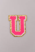 Chenille Adhesive Letter Patches- Hot Pink 5.5cm