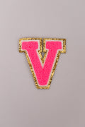 Chenille Adhesive Letter Patches- Hot Pink 5.5cm