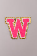 Chenille Iron-On Letter Patches- Hot Pink 8cm