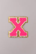 Chenille Iron-On Letter Patches- Hot Pink 8cm