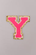 Chenille Iron-On Letter Patches- Hot Pink 8cm