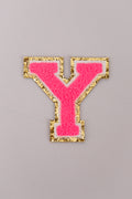 Chenille Adhesive Letter Patches- Hot Pink 5.5cm