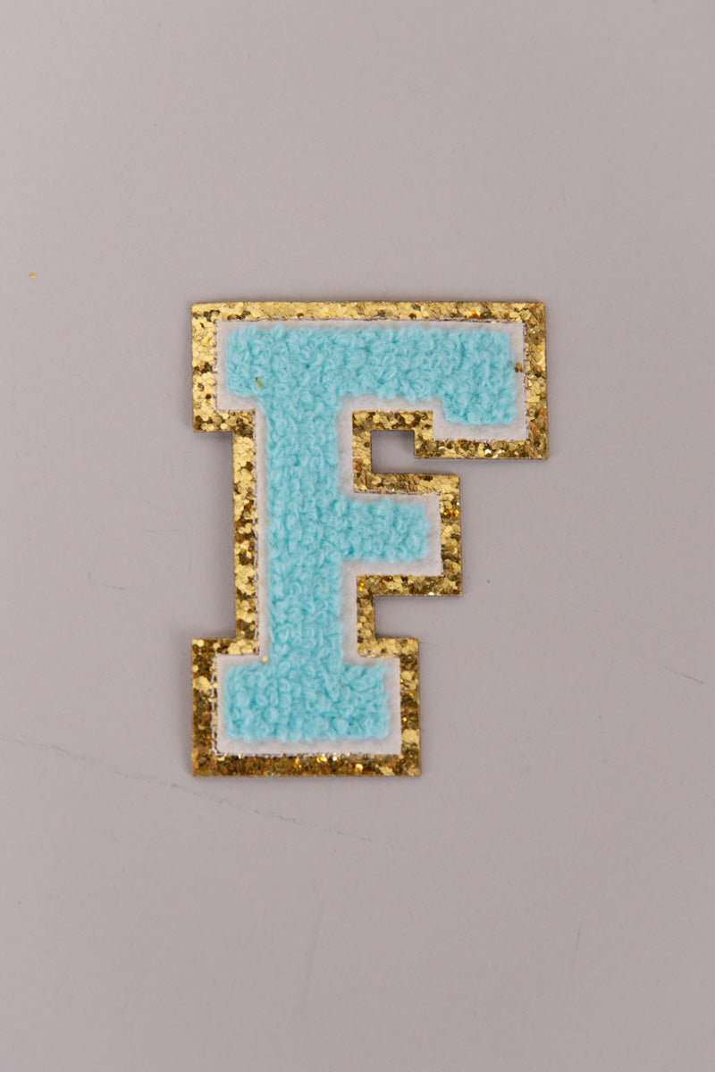 Chenille Iron-On Letter Patches- Blue 8cm