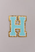 Chenille Iron-On Letter Patches- Blue 8cm