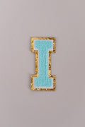 Chenille Iron-On Letter Patches- Blue 8cm