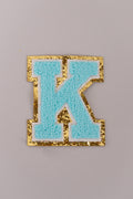 Chenille Iron-On Letter Patches- Blue 8cm