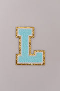 Chenille Iron-On Letter Patches- Blue 8cm