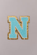 Chenille Iron-On Letter Patches- Blue 8cm