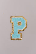 Chenille Iron-On Letter Patches- Blue 8cm