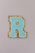 Chenille Iron-On Letter Patches- Blue 8cm