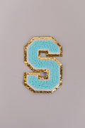 Chenille Iron-On Letter Patches- Blue 8cm