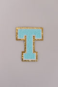 Chenille Iron-On Letter Patches- Blue 8cm
