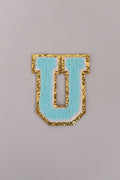 Chenille Iron-On Letter Patches- Blue 8cm