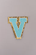 Chenille Iron-On Letter Patches- Blue 8cm