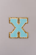 Chenille Iron-On Letter Patches- Blue 8cm